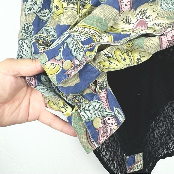 Vintage Annie Alexander Whimsigoth Office Floral Silk Body Suit Button Down S - Picture 5 of 12
